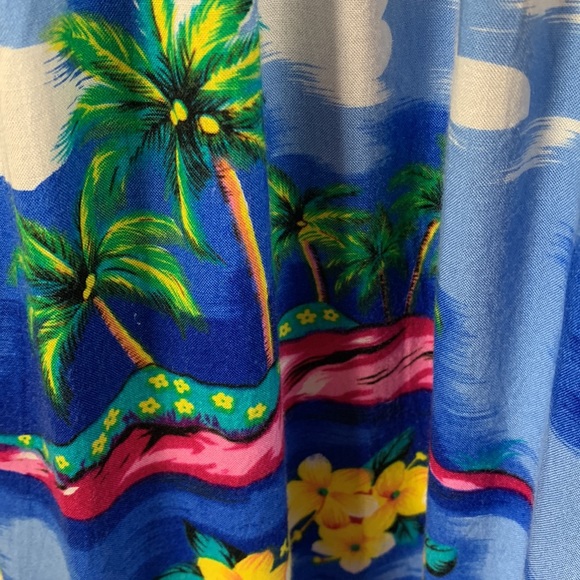 Koko Knot Maxi Dress Ocean Blue Floral Palm Trees S 100% Rayon - Picture 6 of 16